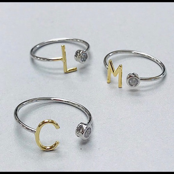 Our Little Two Tone Initial Ring With CZ,NWT - Picture 3 of 8
